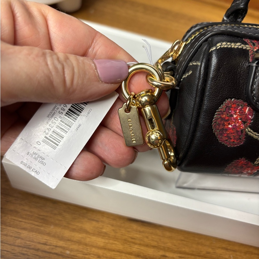 Coach Black Mini Satchel Bag Keychain / Bag Charm NWT - Picture 3 of 7